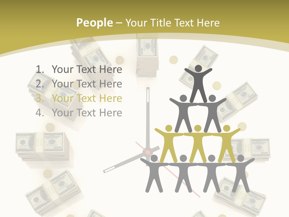 A Clock With Money On The Face Of It PowerPoint Template