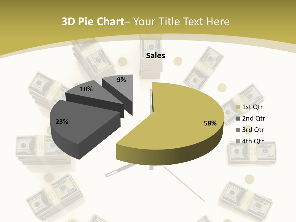 A Clock With Money On The Face Of It PowerPoint Template