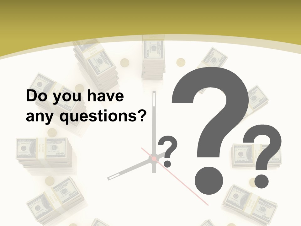 A Clock With Money On The Face Of It PowerPoint Template