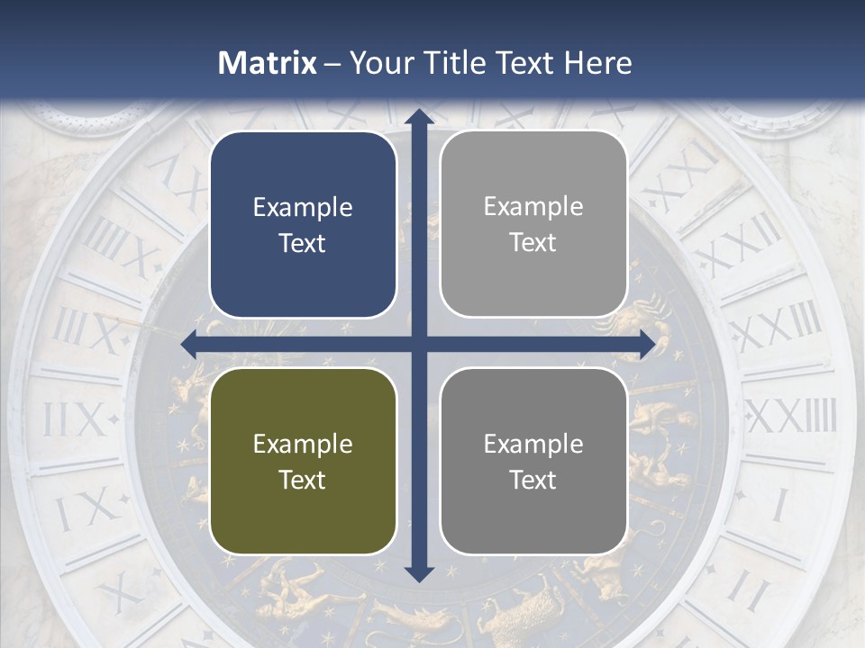 A Blue And Gold Clock With Zodiac Signs On It PowerPoint Template