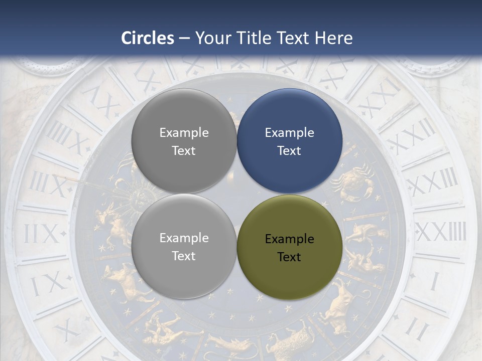 A Blue And Gold Clock With Zodiac Signs On It PowerPoint Template