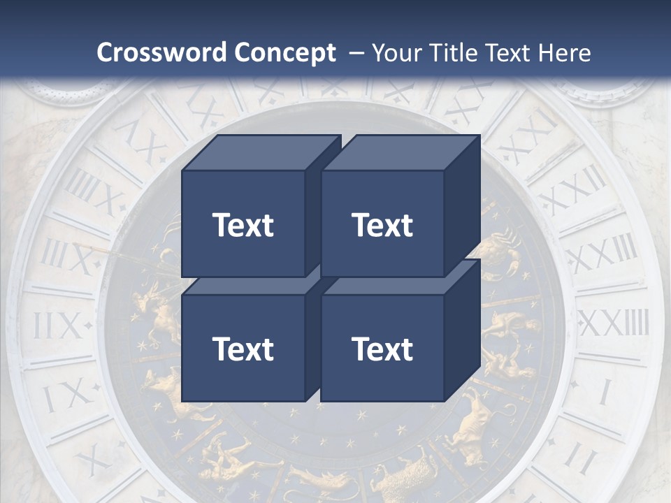 A Blue And Gold Clock With Zodiac Signs On It PowerPoint Template