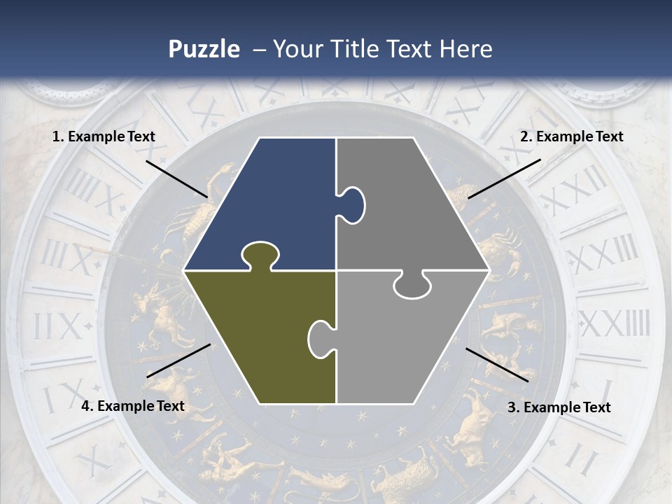 A Blue And Gold Clock With Zodiac Signs On It PowerPoint Template