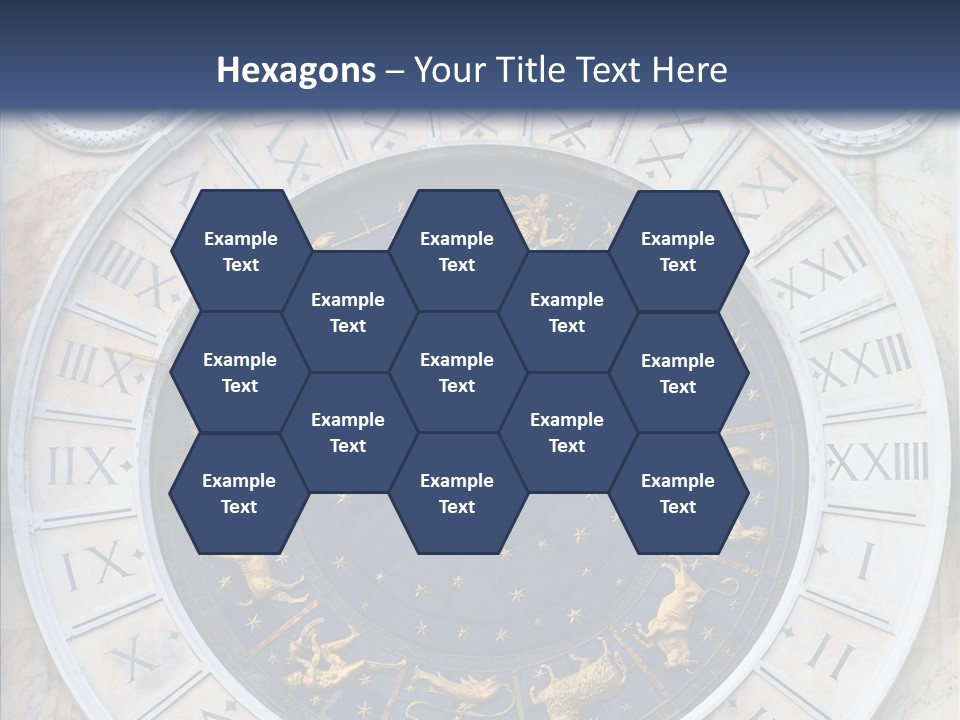 A Blue And Gold Clock With Zodiac Signs On It PowerPoint Template