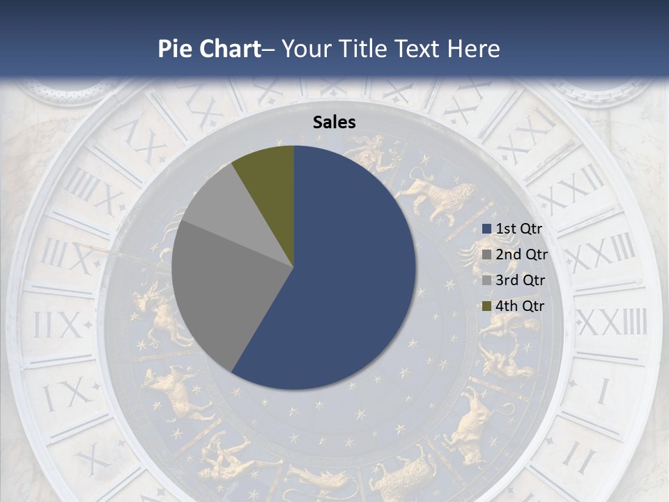 A Blue And Gold Clock With Zodiac Signs On It PowerPoint Template