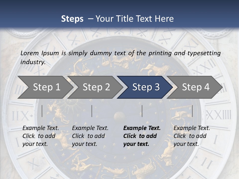 A Blue And Gold Clock With Zodiac Signs On It PowerPoint Template