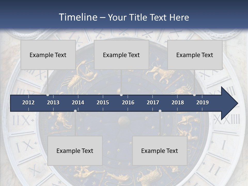 A Blue And Gold Clock With Zodiac Signs On It PowerPoint Template