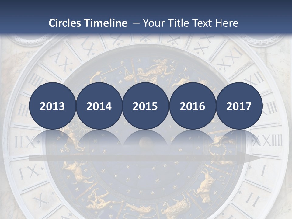 A Blue And Gold Clock With Zodiac Signs On It PowerPoint Template