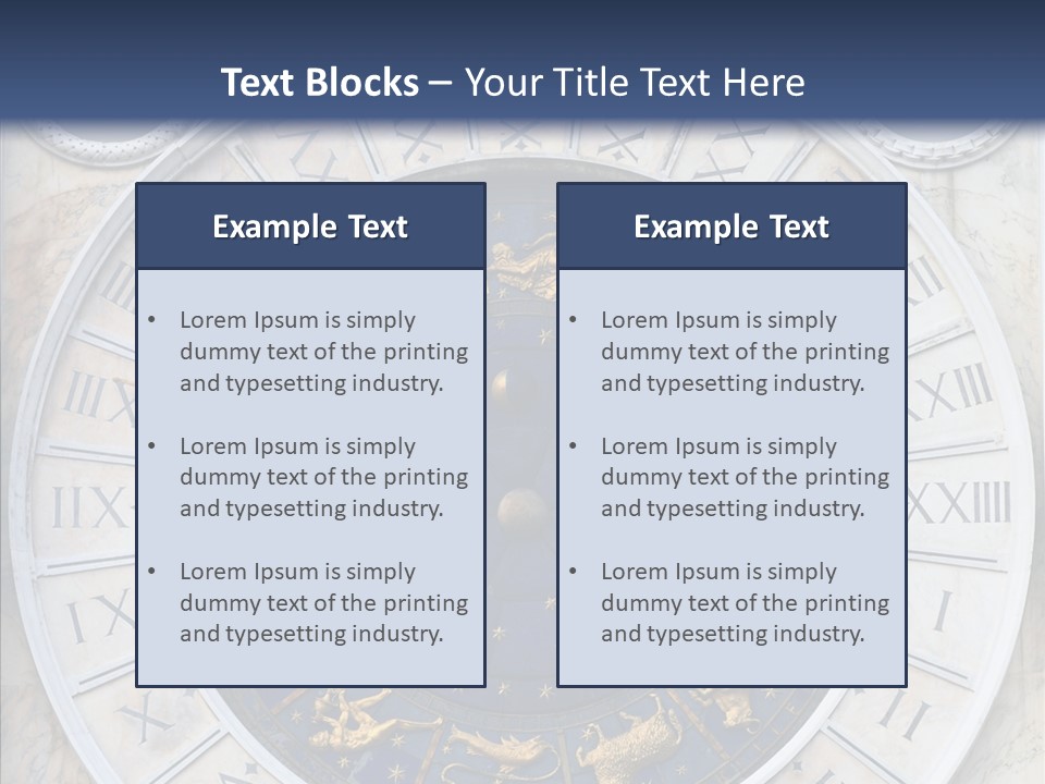 A Blue And Gold Clock With Zodiac Signs On It PowerPoint Template