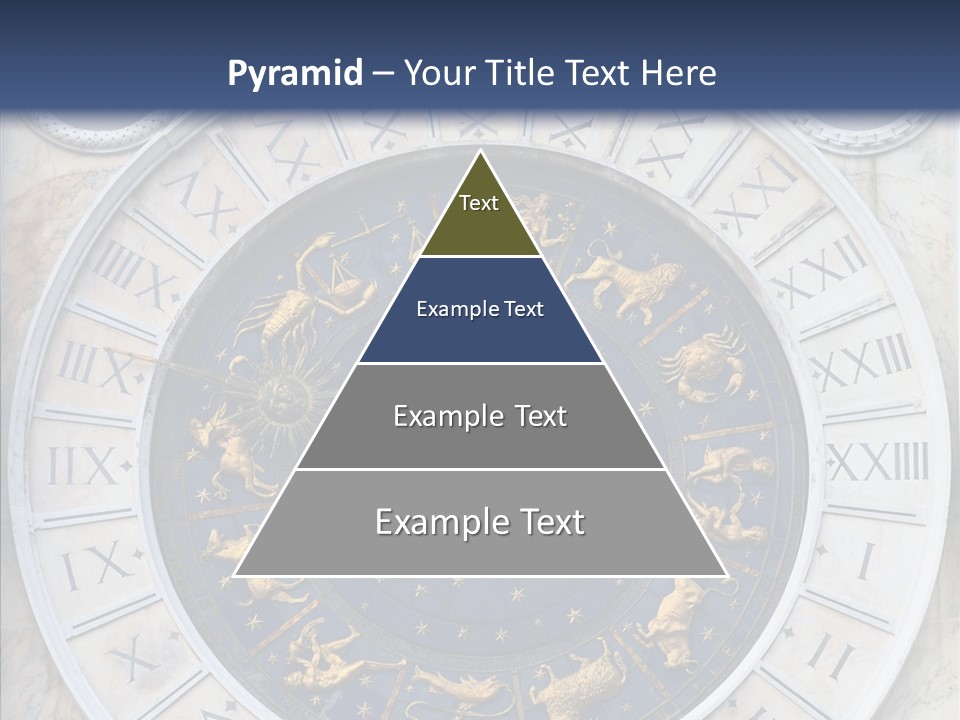 A Blue And Gold Clock With Zodiac Signs On It PowerPoint Template