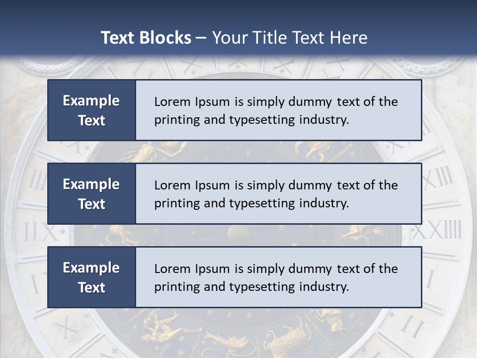 A Blue And Gold Clock With Zodiac Signs On It PowerPoint Template