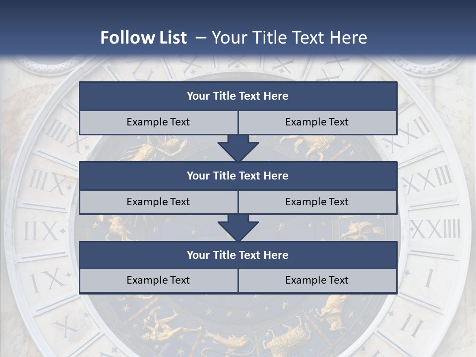 A Blue And Gold Clock With Zodiac Signs On It PowerPoint Template
