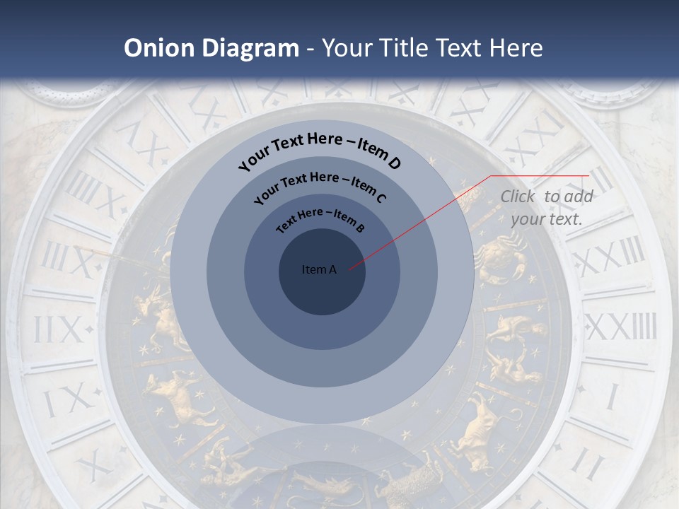 A Blue And Gold Clock With Zodiac Signs On It PowerPoint Template