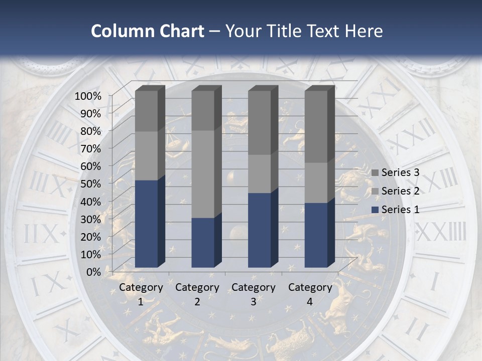 A Blue And Gold Clock With Zodiac Signs On It PowerPoint Template