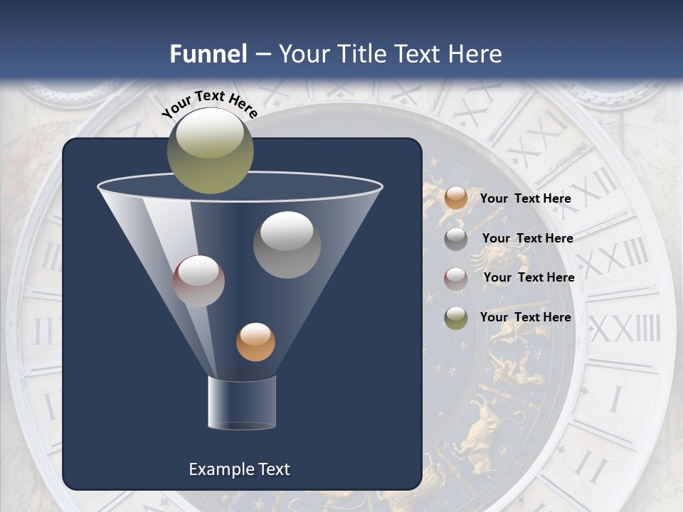 A Blue And Gold Clock With Zodiac Signs On It PowerPoint Template
