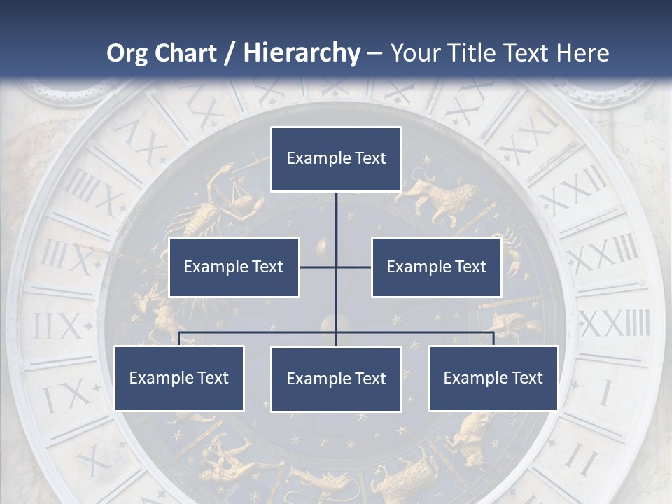 A Blue And Gold Clock With Zodiac Signs On It PowerPoint Template