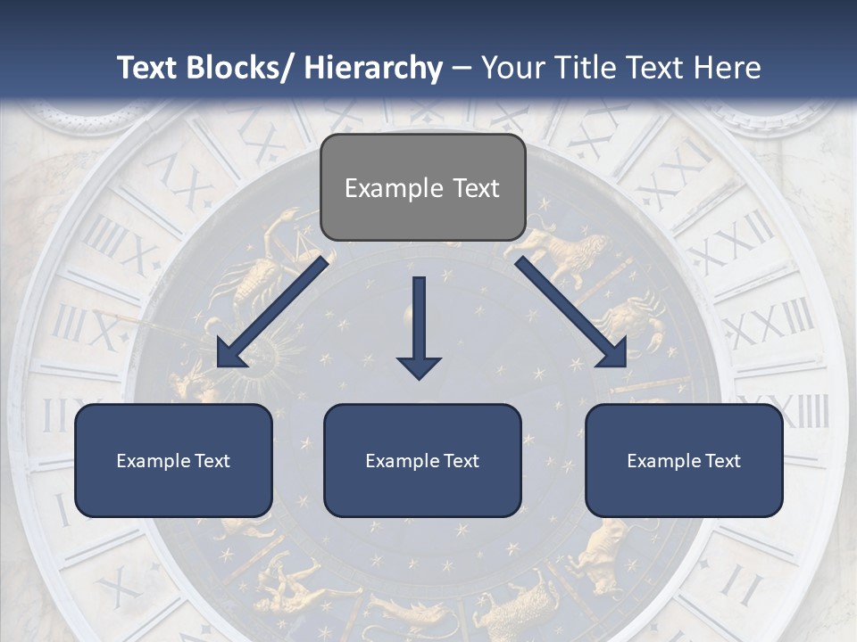 A Blue And Gold Clock With Zodiac Signs On It PowerPoint Template
