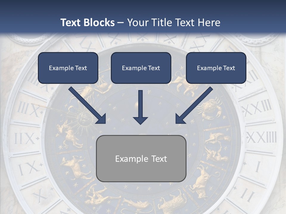 A Blue And Gold Clock With Zodiac Signs On It PowerPoint Template
