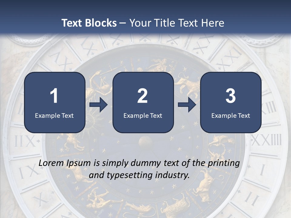 A Blue And Gold Clock With Zodiac Signs On It PowerPoint Template