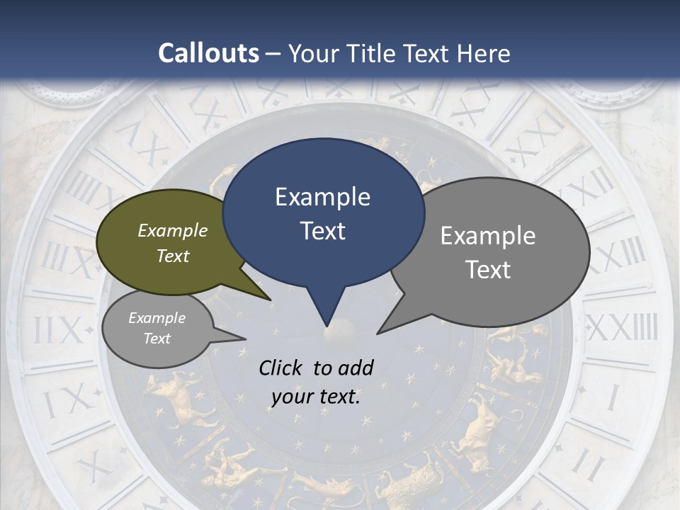 A Blue And Gold Clock With Zodiac Signs On It PowerPoint Template