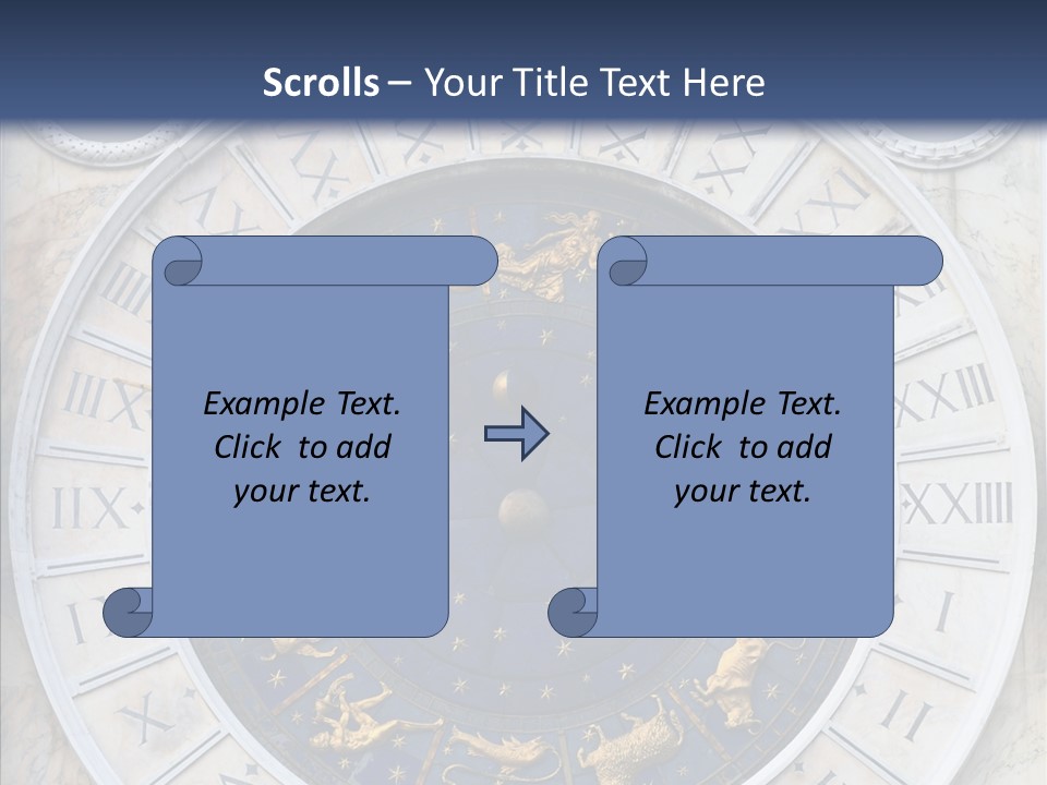 A Blue And Gold Clock With Zodiac Signs On It PowerPoint Template