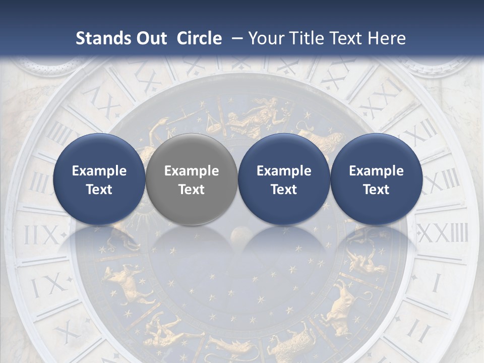 A Blue And Gold Clock With Zodiac Signs On It PowerPoint Template