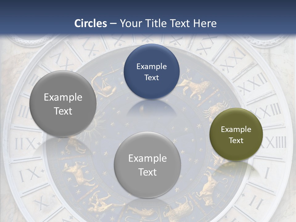 A Blue And Gold Clock With Zodiac Signs On It PowerPoint Template