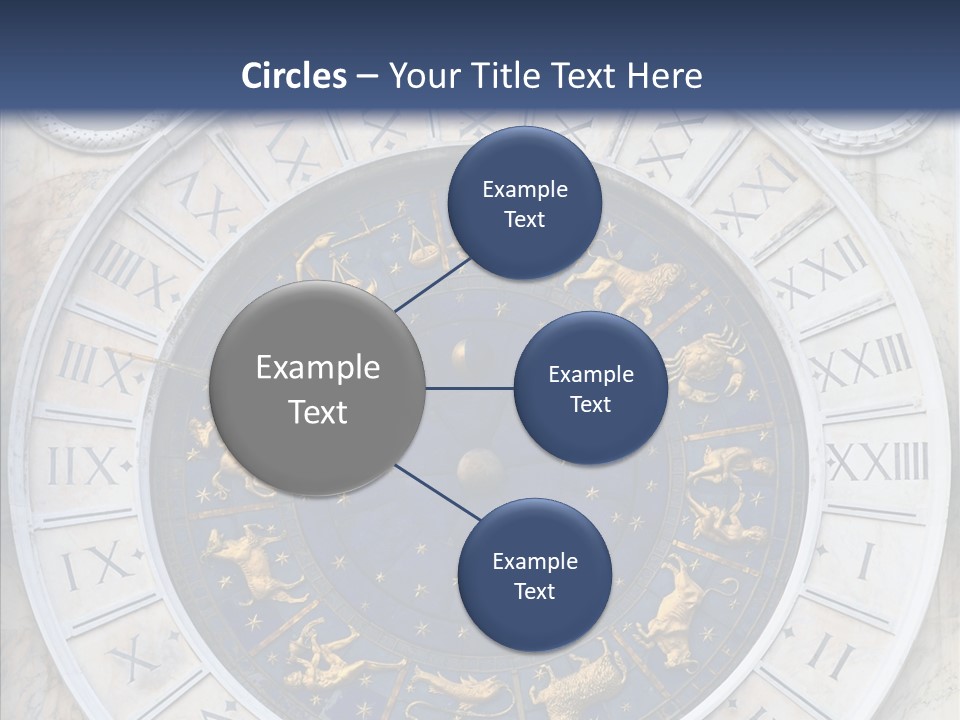 A Blue And Gold Clock With Zodiac Signs On It PowerPoint Template