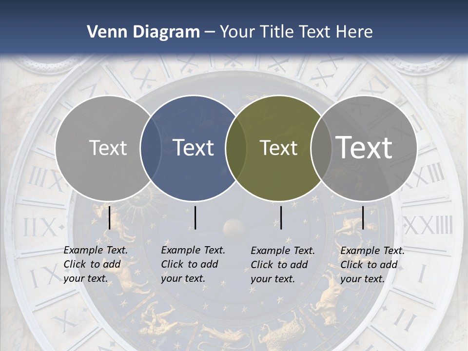 A Blue And Gold Clock With Zodiac Signs On It PowerPoint Template