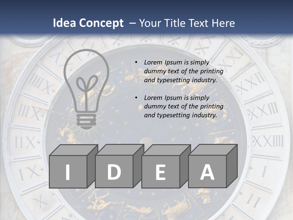 A Blue And Gold Clock With Zodiac Signs On It PowerPoint Template