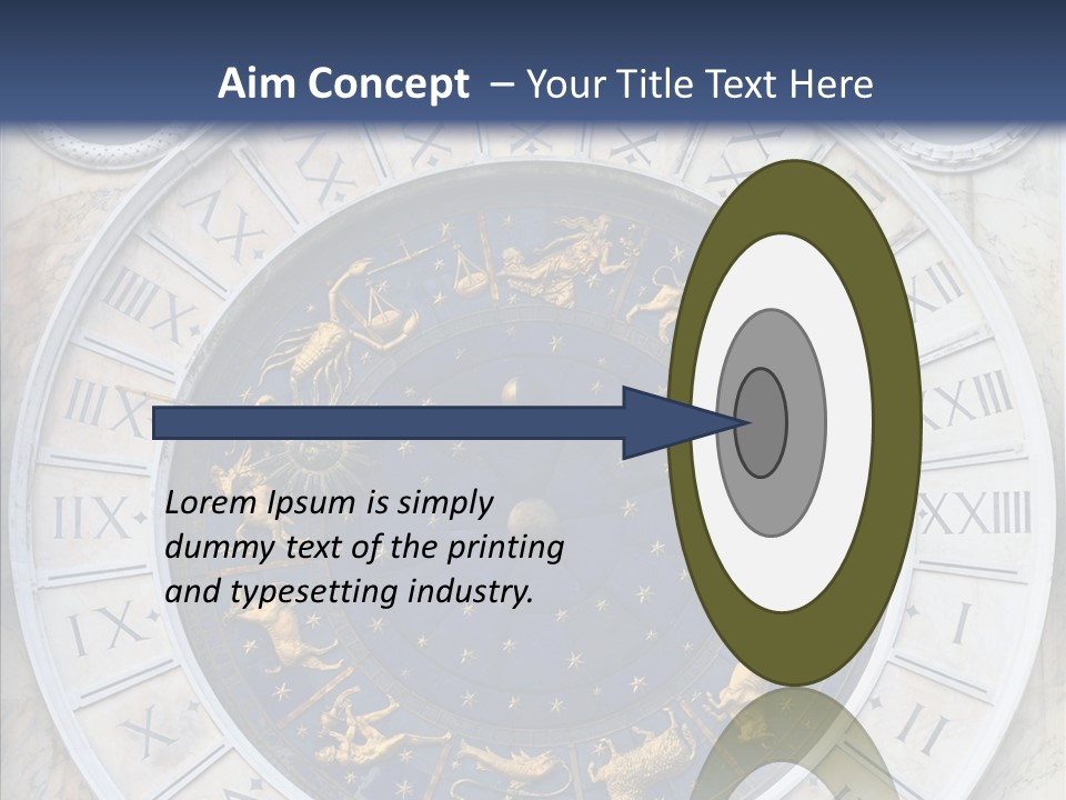 A Blue And Gold Clock With Zodiac Signs On It PowerPoint Template