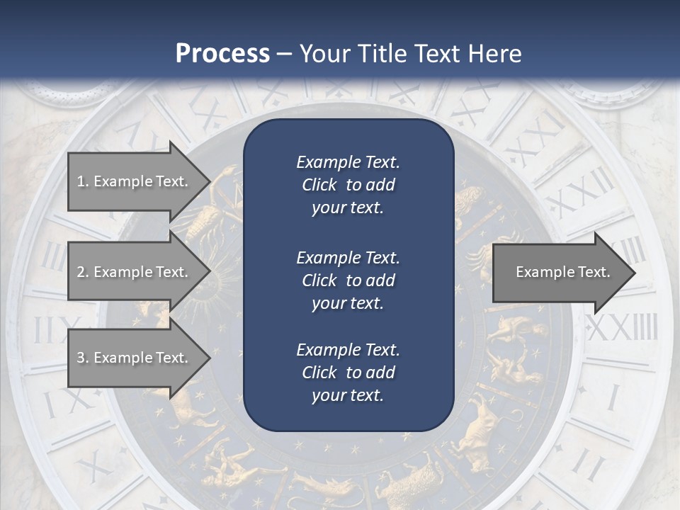 A Blue And Gold Clock With Zodiac Signs On It PowerPoint Template