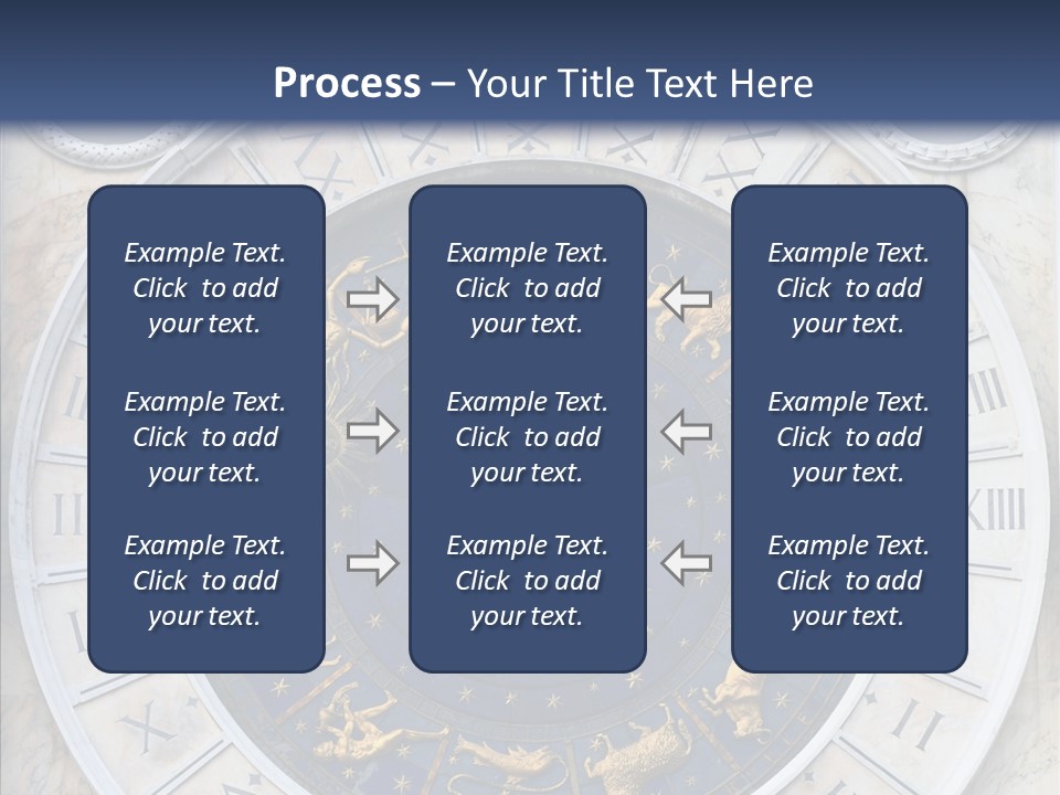 A Blue And Gold Clock With Zodiac Signs On It PowerPoint Template