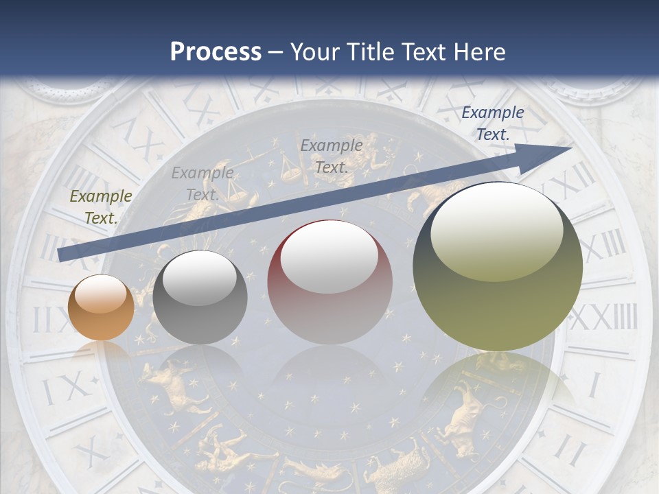 A Blue And Gold Clock With Zodiac Signs On It PowerPoint Template