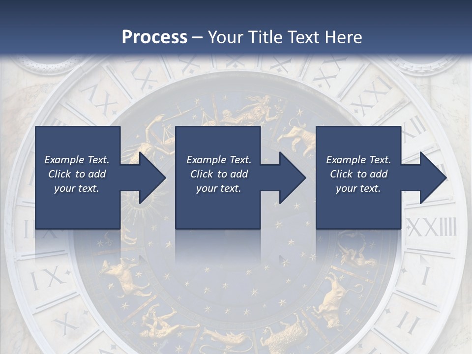 A Blue And Gold Clock With Zodiac Signs On It PowerPoint Template