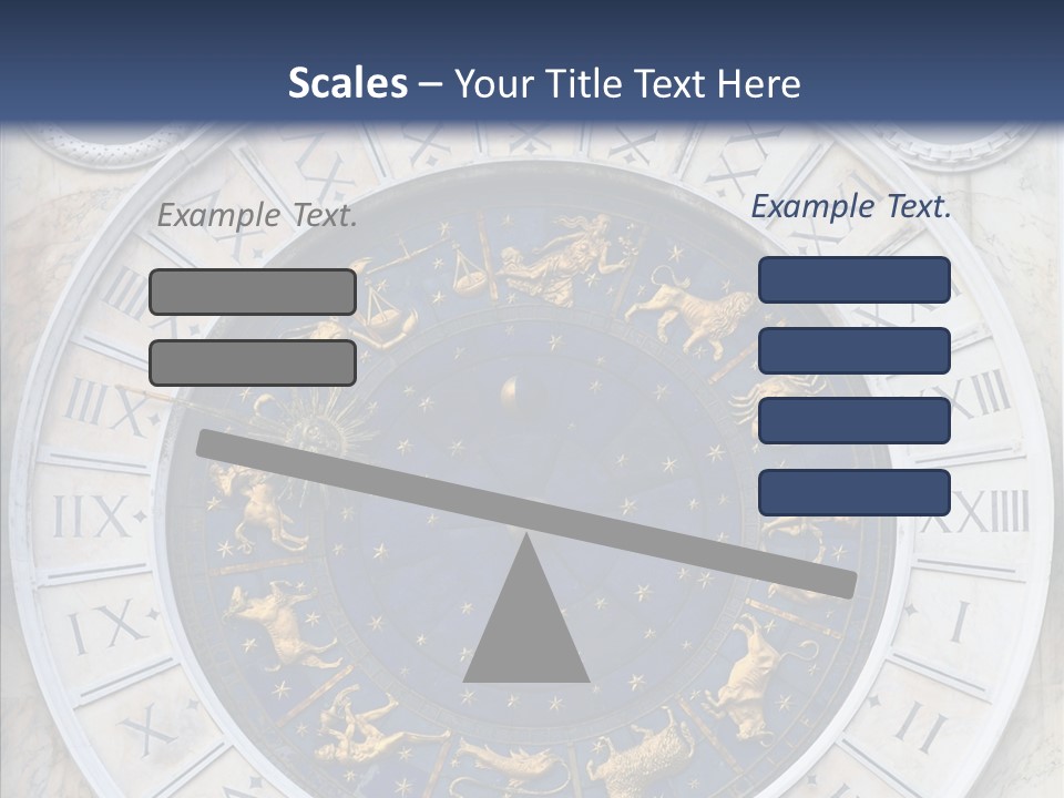 A Blue And Gold Clock With Zodiac Signs On It PowerPoint Template