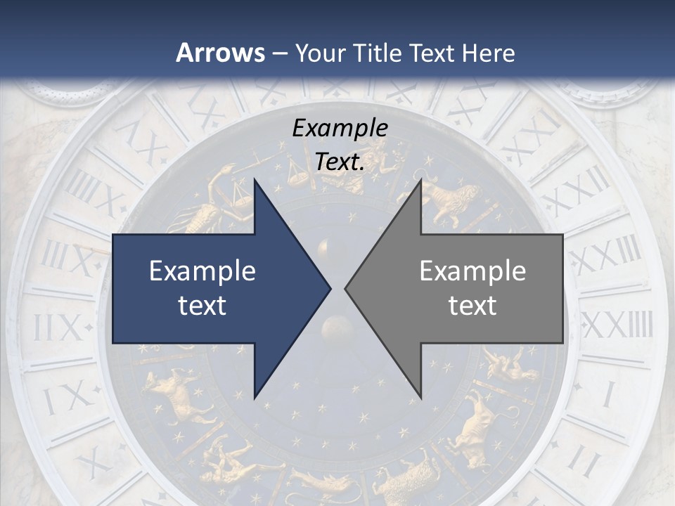 A Blue And Gold Clock With Zodiac Signs On It PowerPoint Template