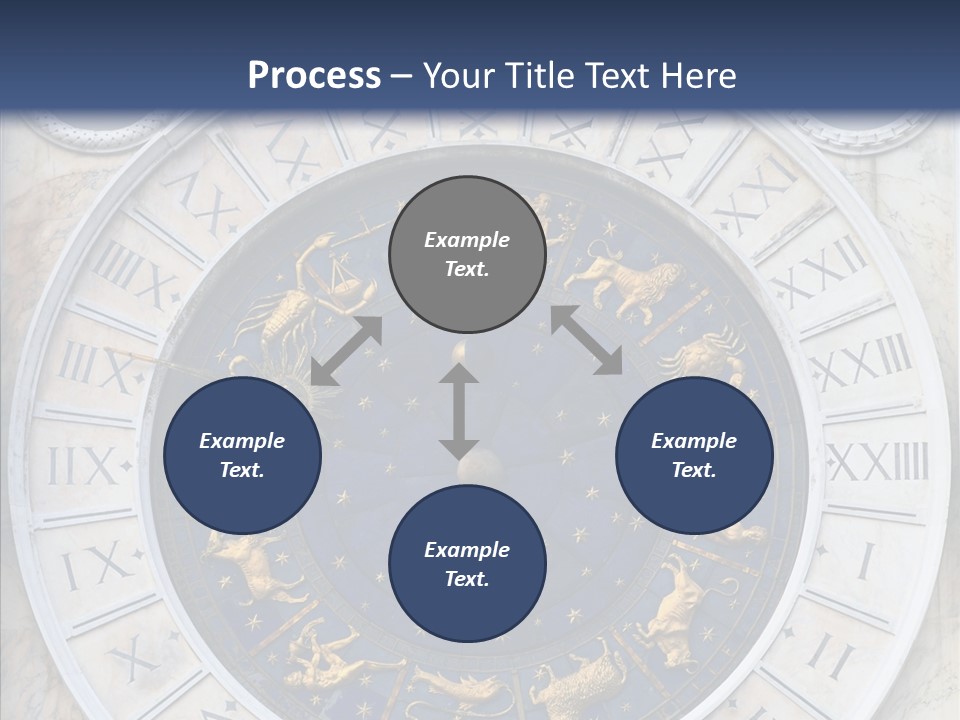 A Blue And Gold Clock With Zodiac Signs On It PowerPoint Template