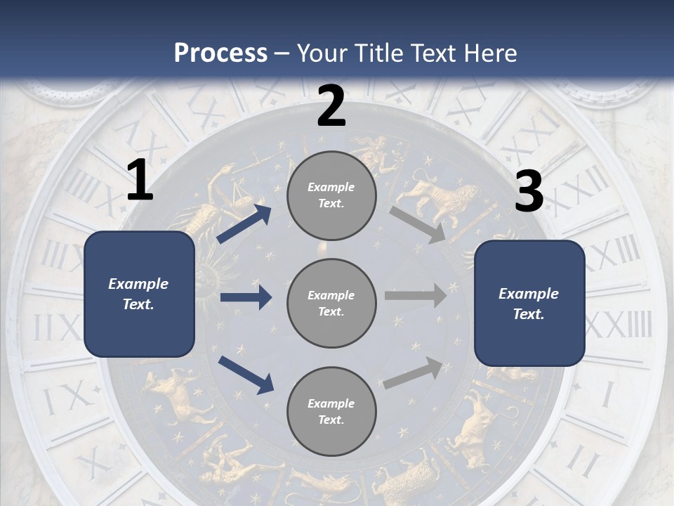 A Blue And Gold Clock With Zodiac Signs On It PowerPoint Template