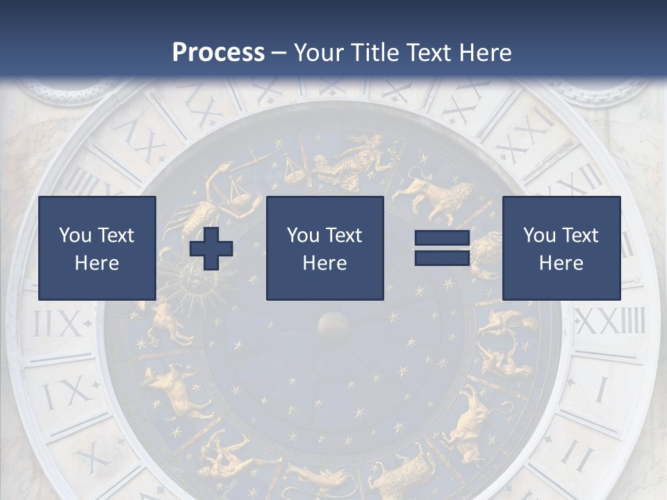 A Blue And Gold Clock With Zodiac Signs On It PowerPoint Template