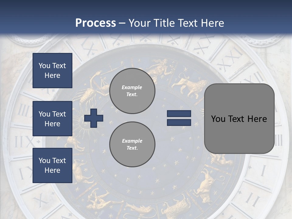 A Blue And Gold Clock With Zodiac Signs On It PowerPoint Template