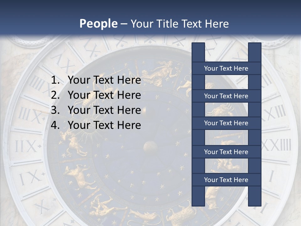 A Blue And Gold Clock With Zodiac Signs On It PowerPoint Template