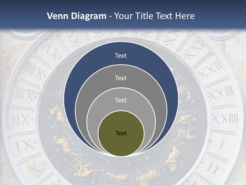 A Blue And Gold Clock With Zodiac Signs On It PowerPoint Template