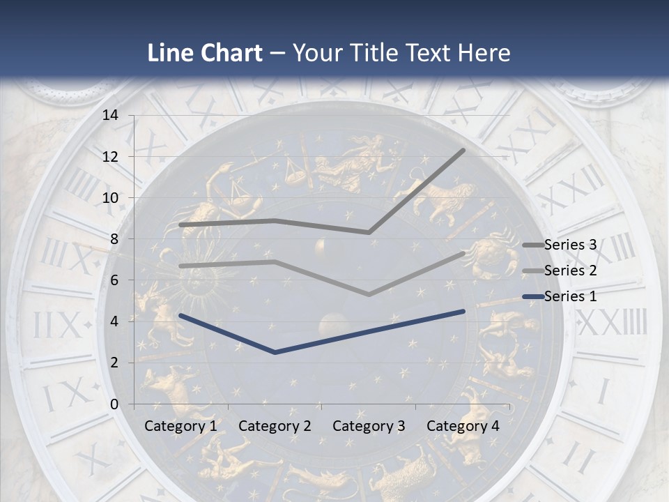 A Blue And Gold Clock With Zodiac Signs On It PowerPoint Template