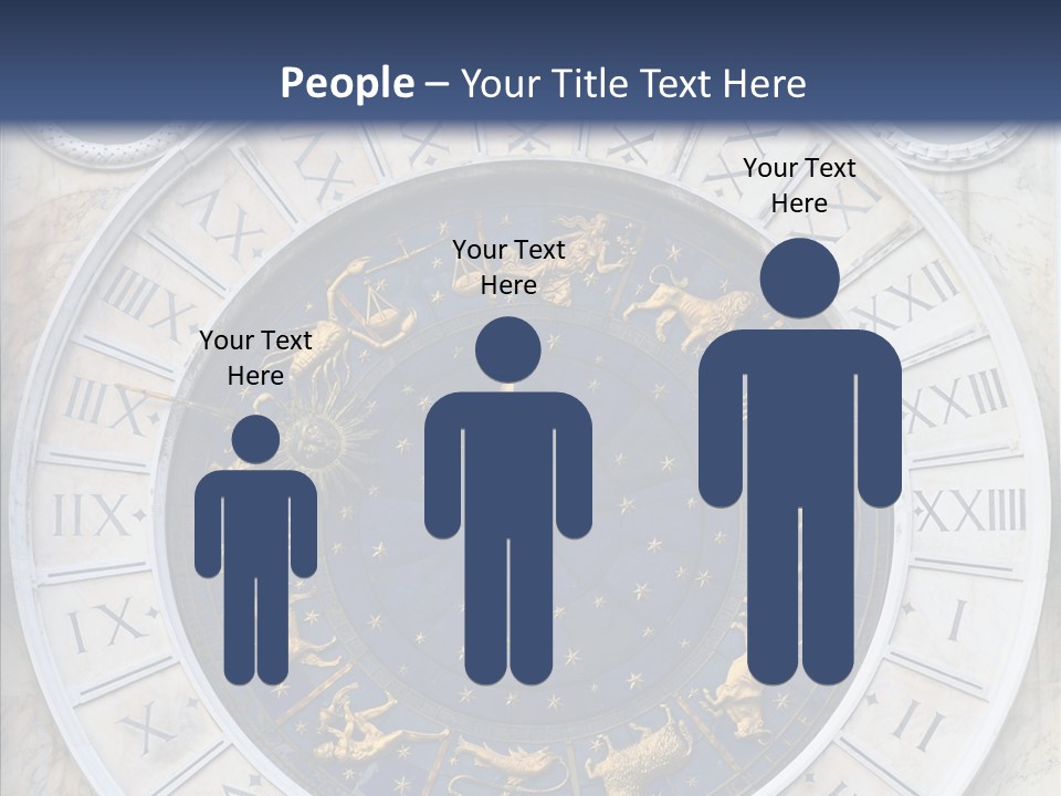 A Blue And Gold Clock With Zodiac Signs On It PowerPoint Template