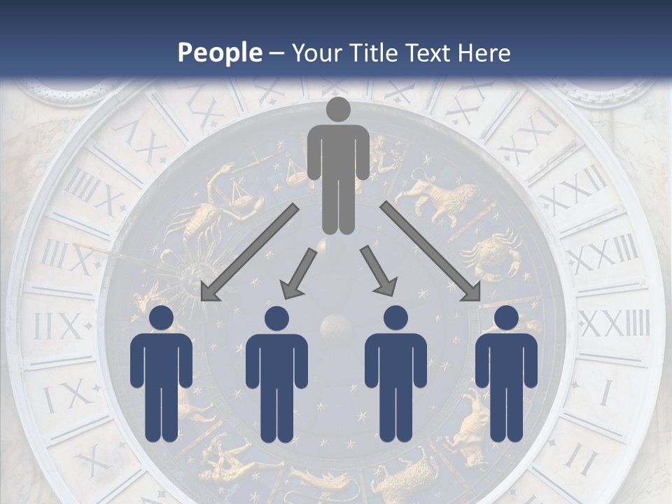 A Blue And Gold Clock With Zodiac Signs On It PowerPoint Template