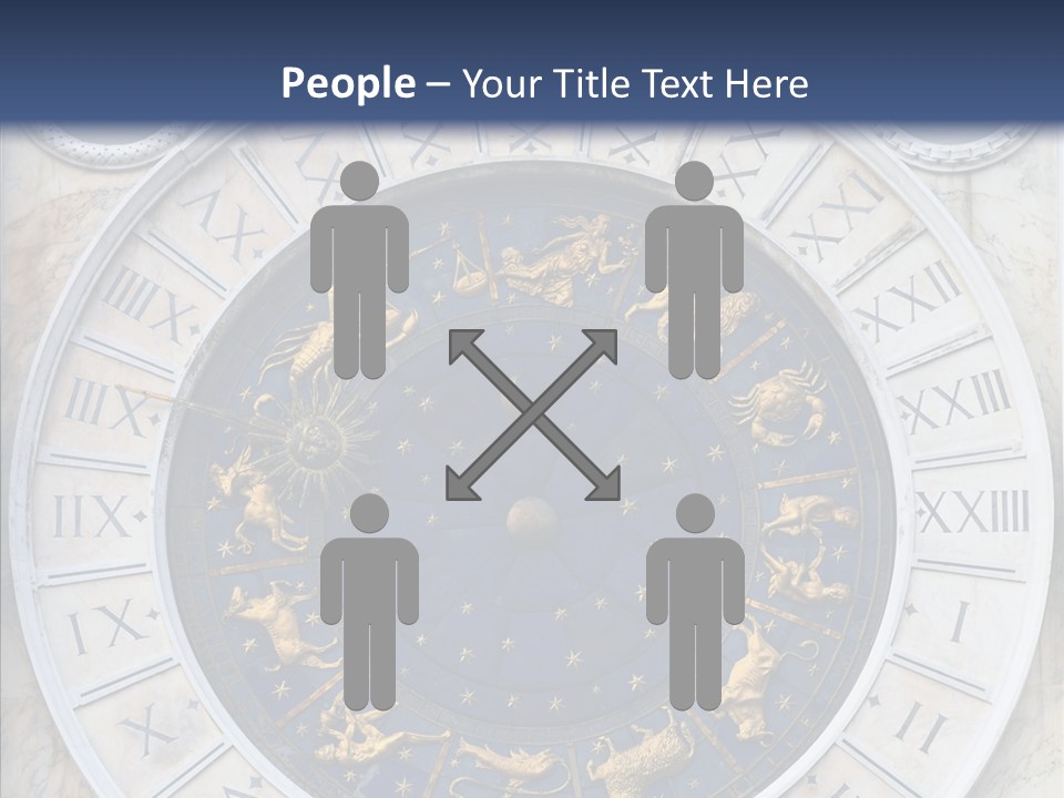 A Blue And Gold Clock With Zodiac Signs On It PowerPoint Template