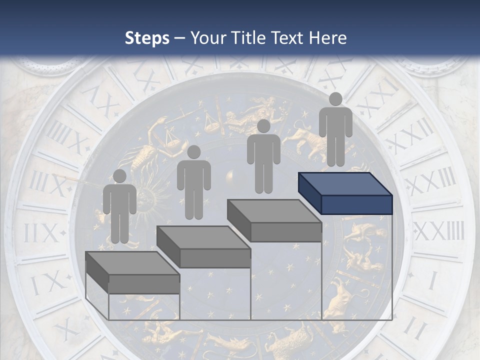 A Blue And Gold Clock With Zodiac Signs On It PowerPoint Template