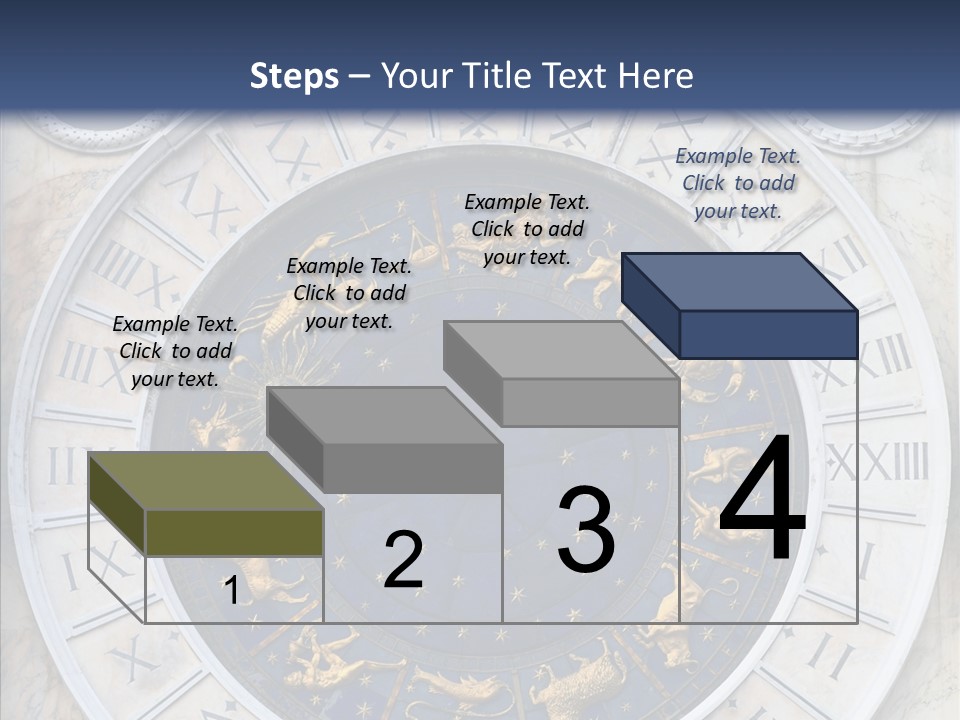 A Blue And Gold Clock With Zodiac Signs On It PowerPoint Template