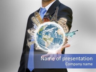 Blue Planet Businessman PowerPoint Template